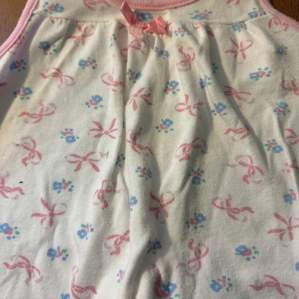 Vtg‎ Carter's Baby Girl Romper Pink Bows Soft 6 Months